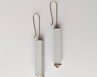 Concrete x Raw Brass Square Column Earrings