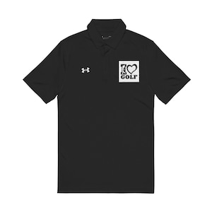 I Love Golf Embroidered Polo Shirt, Casual Men&#39;s Golf Apparel, Sportswear Gift for Golfers, Father&#39;s Day Present, Everyday Wear