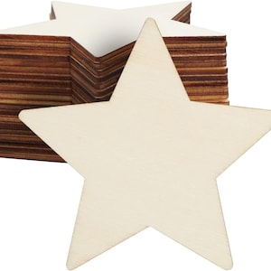 24 Pack Unfinished Wooden Stars for Crafts - 4 Inch Wood Star Cutouts for DIY Projects, Party Decor, Ornaments & Home Decoration