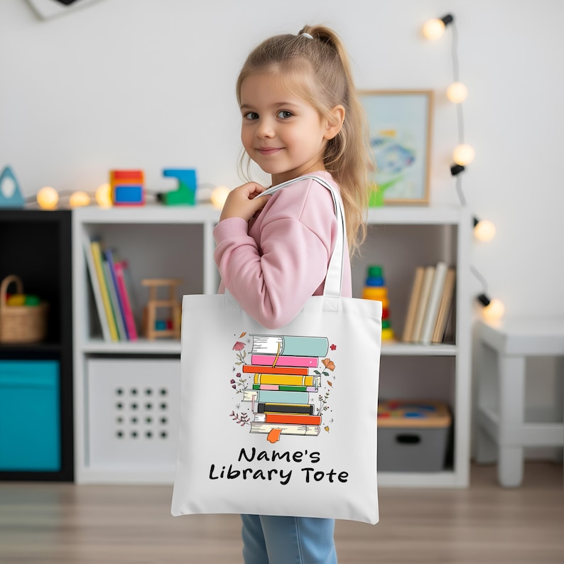 Personalized Library Canvas Tote Bag, Custom Book Bag Gift - Etsy