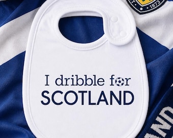 Scotland Baby Bib | I Dribble for Scotland Bib | Football Baby Bib | Scotland Football Baby Gift | World Cup Baby Bib | Euros Baby Outfit |
