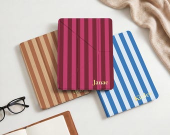 Funda para iPad a rayas de colores, funda personalizada con nombre, regalo personalizado para iPad para ella, para iPad Pro M4 M3 11" 13" Air 7 M3, iPad de 11.ª generación A16, Mini 7