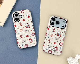 Funda de gatito de Apple con nombre para iPhone 17, 16, 15, 14, 13, 12, 11, X, XR, XS, SE, Pro Max Plus, Mini, resistente, regalo de Navidad