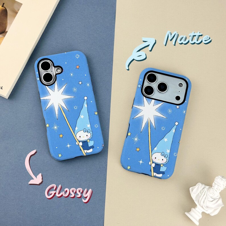 Magic Hello Kitty Phone Case with Name for iPhone 17 16 15 14 13 12 11 X XR XS SE Pro Max Plus Mini, Tough iPhone Cover, Christmas Gifts image 3