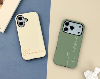 Funda personalizada para iPhone con nombre, funda con inicial personalizada, funda minimalista para iPhone 17, 16, 15, 14, 13, 12 Pro Max, regalo para ella