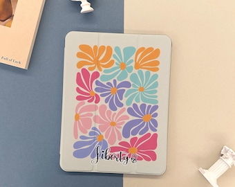 Artistic Flowers iPad-hoesje iPad-hoes met potloodhouder voor 2025 Air 7/6/5/4e 13" 11" iPad 11/10/9/8 generatie A16 iPad Pro 12,9 inch Mini 6/7