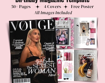 Editable Birthday Magazine Template Canva Best Friend Magazine Custom Keepsake Bestie Gift Vogue Custom Magazine 2026 Vision Board Kit