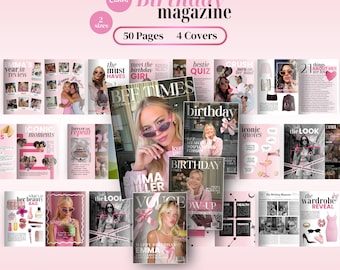 Vogue Magazine Template Personalized Birthday Magazine Template Canva Bestie Birthday Gift Best Friend Birthday Vogue Custom Magazine Gift