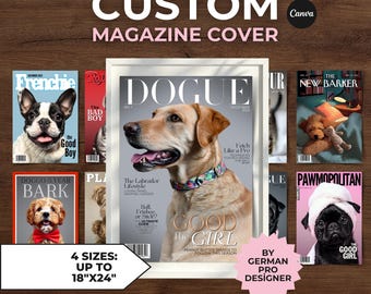 Custom Dog Magazine Cover | Personalized Pet Wall Print (Digital Download) Last Minute Gift for him for her Birthday gift Easter for adults