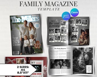 Christmas Template New Years Pregnancy Announcement Digital Photo Book Editable Family Magazine Personalized Gift Baby Book Gifts Family
