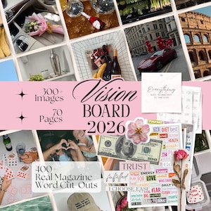 Vision Board 2026 Vision Board Kit Vision Board Printables 2026 Vision Board Template Manifestation Board New Year Activity