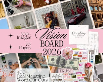 Vision Board 2026 Vision Board-kit Vision Board Printables 2026 Vision Board-sjabloon Manifestatiebord Nieuwjaarsactiviteit