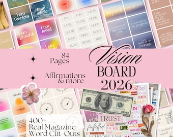 Vision Board-kit Vision Board 2026 Vision Board Printables 2026 Vision Board-sjabloon Manifestatiebord Gebedsbord-kit afdrukbaar 2026