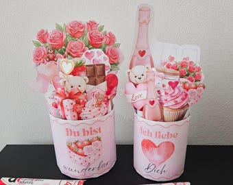 Envoltorios Duplo DIY para San Valentín con mensajes amorosos / Regalo para novia, novio, colega / Plantilla PDF imprimible
