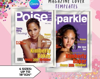 30th Birthday Magazine Cover Print Thirty Flirty And Thriving 13 Going On 30 Party Theme Poise Magazine Sparkle Birthday Gift for Friend