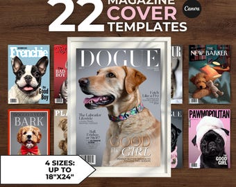 Personalized Pet Wall Print Custom Dog Magazine Cover Canva Template (Digital Download) Last Minute Gift for him for dad mom birthday Easter