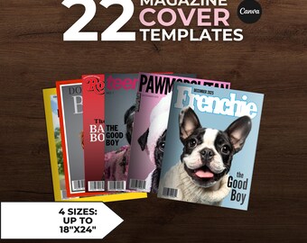 Custom Dog Magazine Cover Canvas Print Pet Magazine Cover Personalized Magazine Cover New Yorker Magazine Cover Last Minute Gifts for him
