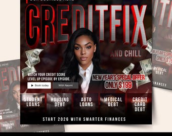 New Year Credit Repair Flyer Template Credit Repair Templates: Editable Canva Design (Digital Download)
