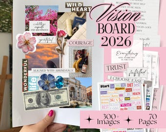 Vision Board 2026 Vision Board-kit Vision Board Printables 2026 Vision Board-sjabloon Manifestatiebord Nieuwjaarsactiviteit