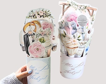 Wedding DIY Duplo wrappers with flowers and loving messages | Gift for wedding, couple, colleague | Printable PDF template