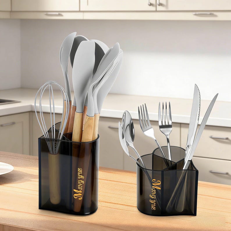 Acryl Küchen Utensilienhalter, Besteck Organizer Caddy Bild 2
