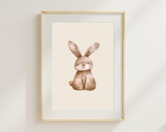 Nursery Bunny Wall Art, Neutral Bunny Print, Baby Nursery Decor, Gender Neutral Nursery Art, Digital Download