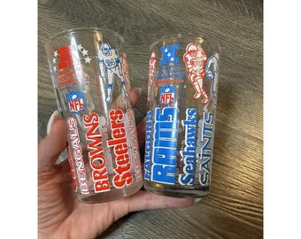 2 - Juego de 1976 Welch's Jelly NFC Central Division Vaso para beber de 5" Fútbol americano de la NFL