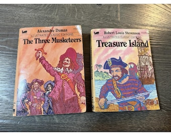 2 Moby  Dick Book Vintage Small Books, The  Three Musketeers, Treasure Island