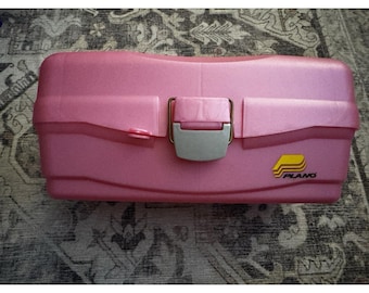 Vintage Plano Girls Pink Tacklebox/Caboodle Make Up Box EUC.