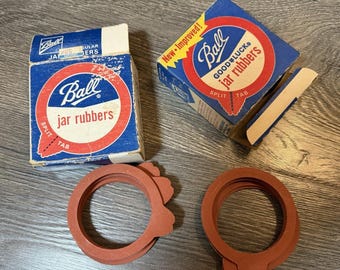 12 - NEW Vtg Ball Jar Rubbers Good Luck Split-Tab Mason Jar Rubbers USA regular
