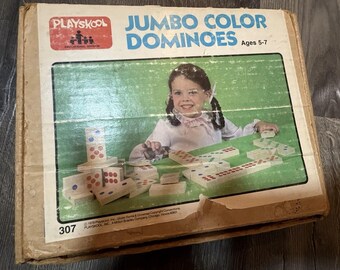 Playskool ジャンボカラードミノ 木製 非常に希少 良好な状態 ヴィンテージ