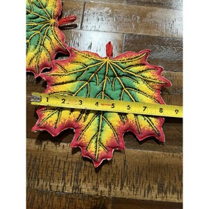 2Vtg 1994 Boston Warehouse Trading Corp. Fall red maple leaf Quilted pot holder,