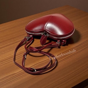 Handmade Heart-Shaped Leather Crossbody – Unique Vintage Valentine’s Gift for Her