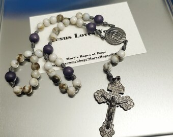 Holy Face of Jesus Chaplet,  micro Paracord, acrylic beads, Holy Face medal, wood beads, gunmetal