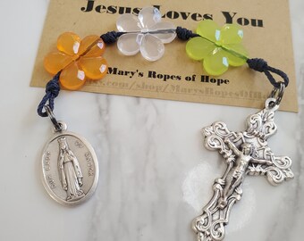 Our Lady Of Knock, Ireland flag colored, Paracord 3 Hail Mary Devotional, Original design
