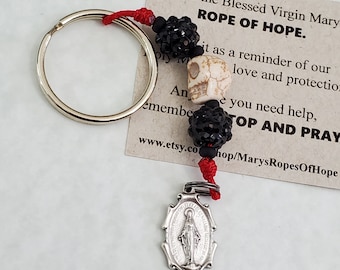 3 Hail Mary Devotional keychain, Miraculous Medal, gift, Catholic, friendship gift, Memento Mori