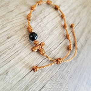Knotted Rosary bracelet, choice of color, black bead