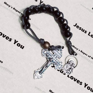 Saint Joseph, Indulgence Crucifix, Catholic gift, single decade Rosary, Godparent gift, Good deed beads, Sacrifice beads, pocket Rosary