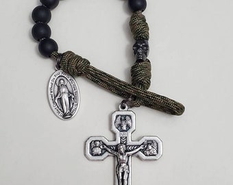 CLEARANCE, Memento Mori Pocket Rosary, every day carry, Rosary Extremist, EDC, stations Crucifix, Miraculous Medal