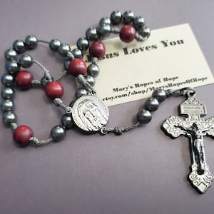 Holy Face of Jesus Chaplet,  micro Paracord, plastic beads, Holy Face medal, wood beads, gunmetal