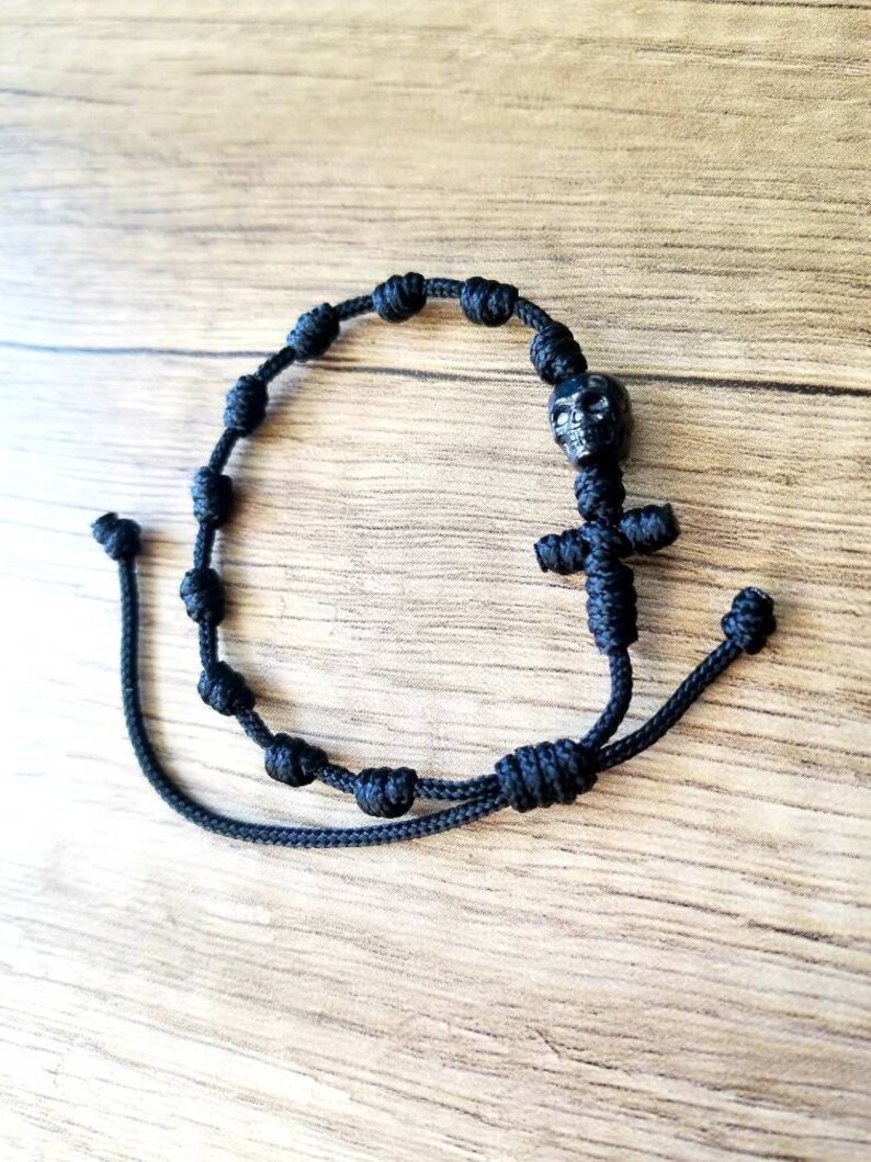 Memento Mori Knotted Rosary Bracelet Everyday Carry Etsy