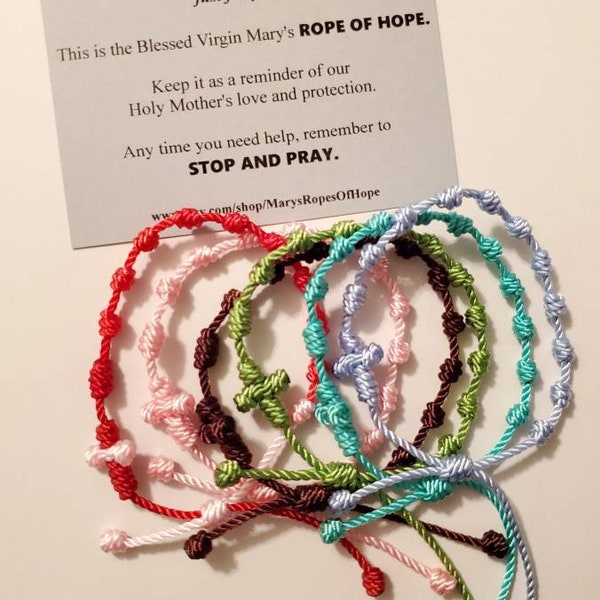 Knotted Rosary Bracelet, minimalist styling, sideways Cross, Confirmation gift, friendship,EDC, waterproof, original design