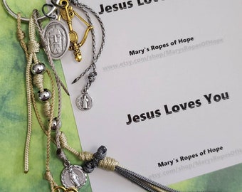 Holy Face of Jesus, Golden arrow keychain, mini Miraculous Medal, 3 Hail Mary Devotional, Saint Benedict, Catholic gift