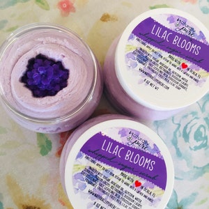 LILAC BLOOMS: Whipped Sugar Scrub | Body Scrub | Emulsified Scrub | Whipped Soap | Cream Soap | Foaming Bath Whip | Floral | Spring Flowers