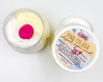 PINA COLADA: Whipped Sugar Scrub | Emulsified Scrub | Whipped Soap | Shave Cream Soap | Foaming Bath Whip | Pineapple Coconut