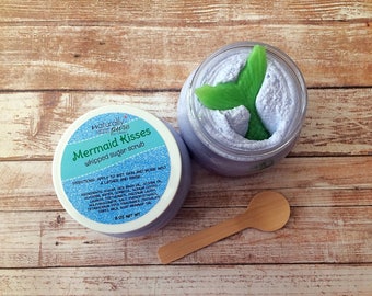 Besos de sirena: exfoliante de azúcar batido, exfoliante emulsionado, exfoliante espumante, jabón de sirena, jabón de crema