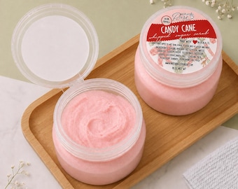 Candy Cane Salon Formula Whipped Sugar Scrub | 18 oz Professional Pedicure Scrub | Back Bar Scrub | Peppermint Body Scrub | Nail Tech Supply