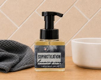 Sophistication Foaming Hand Soap | Men’s Cologne Scent | Black Peppercorn & Leather Soap | Masculine Pump Soap | Liquid Soap
