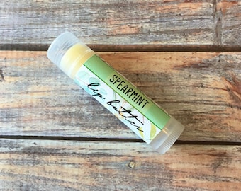 SPEARMINT: manteca de labios de lujo, manteca de labios, humectante a base de plantas, fórmula de manteca de cacao y aguacate, sin cera de abejas