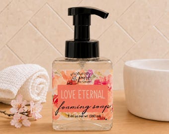 Love Eternal Foaming Hand Soap | Peach, Cherry Blossom & Jasmine Soap | Floral Liquid Soap | Bathroom Soap | Citrus